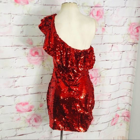 Leith red sequin mini cocktail party dress - Picture 8 of 12